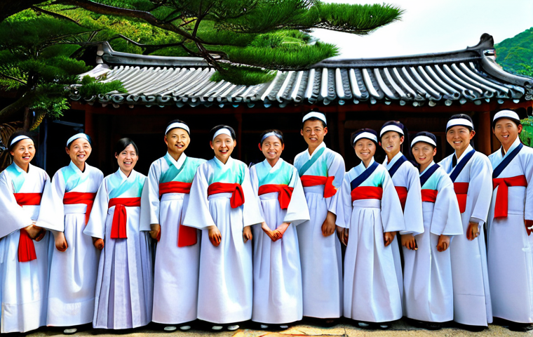 **

"A group of fully clothed Korean families celebrating Korean New Year (Seollal) in Dominica. They are wearing modest, traditional Hanboks and performing the Sebae bow to elders. Tteokguk is served.  Safe for work, appropriate content, family-friendly, perfect anatomy, natural proportions, high quality, professional photography. The background shows a blend of Dominican and Korean decorations."

**