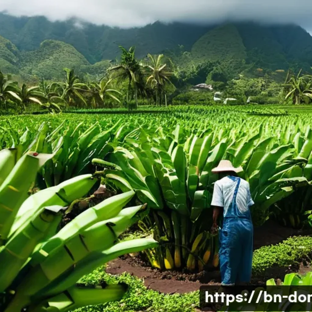 도미니카 연방 주요 산업 - **Prompt 1: Verdant Banana Plantation Harvest**
"A vibrant, wide-angle shot of a lush banana pla...